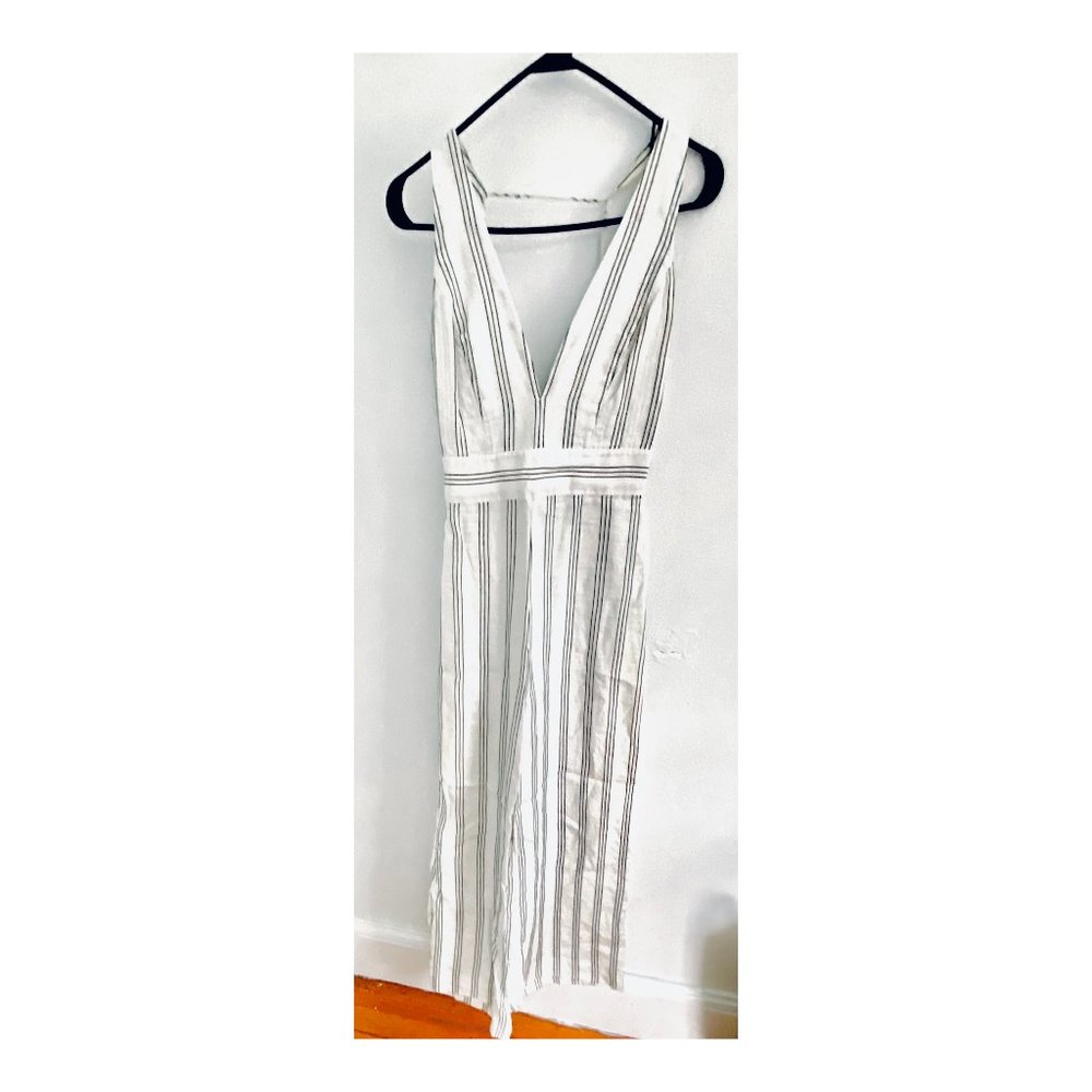 Plunging Linen Blend Jumpsuit Women's Size 6